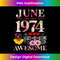 s June 1974 Floral 50th Birthday 50 Years Of Being Awesome 1 - Elegant Sublimation PNG Download