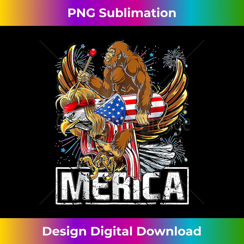 Bigfoot riding Eagle American Flag Fireworks 4th Of July - Artistic Sublimation Digital File