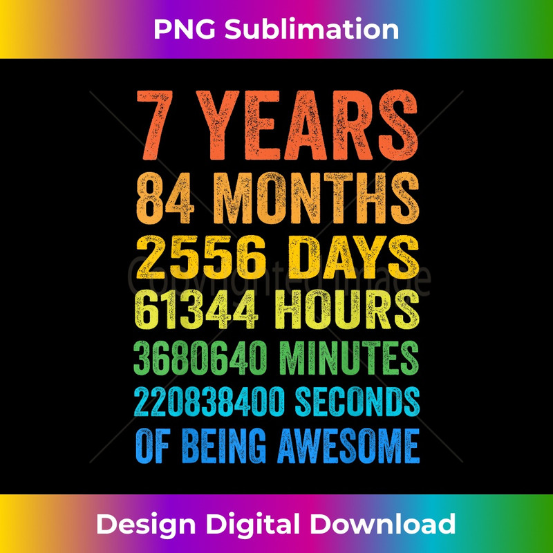 7 Years Old 7th Birthday Vintage Retro Countdown - PNG Transparent Sublimation File