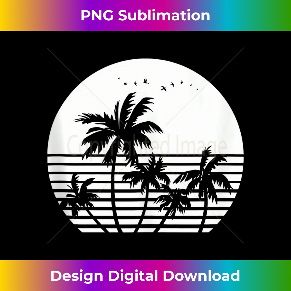 Vintage Birds Sunset Beach Palm trees  1 - Trendy Sublimation Digital Download