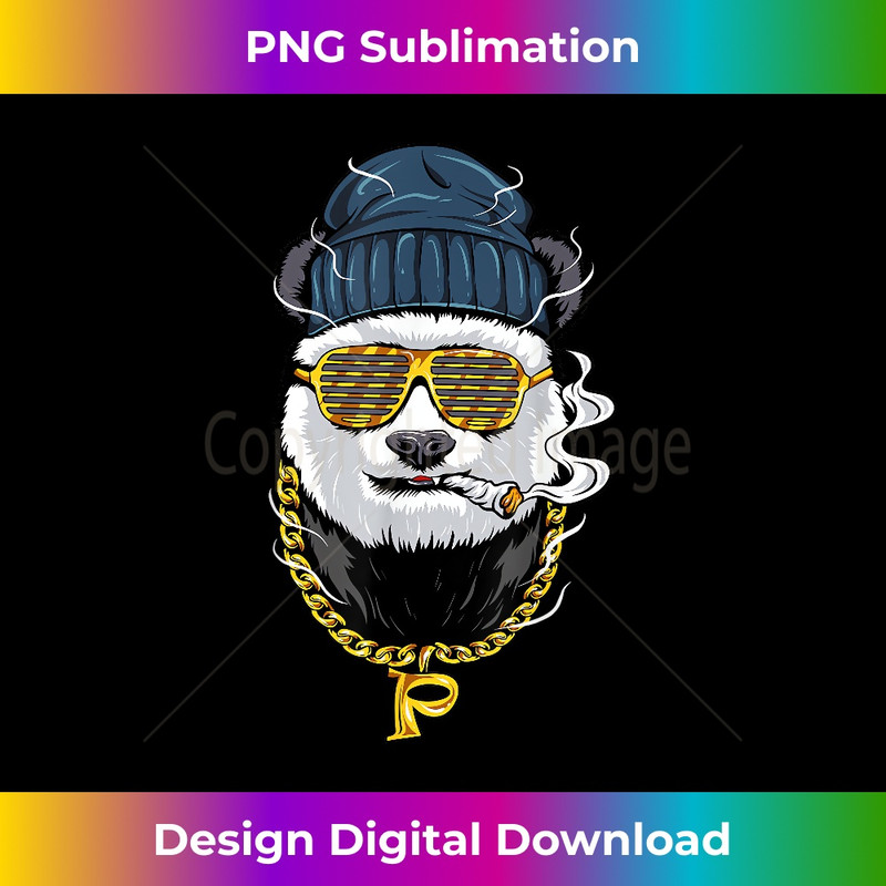 Funny Hip Hop Sunglasses Chain Smoking Weed Gangster Panda - Modern Sublimation PNG File