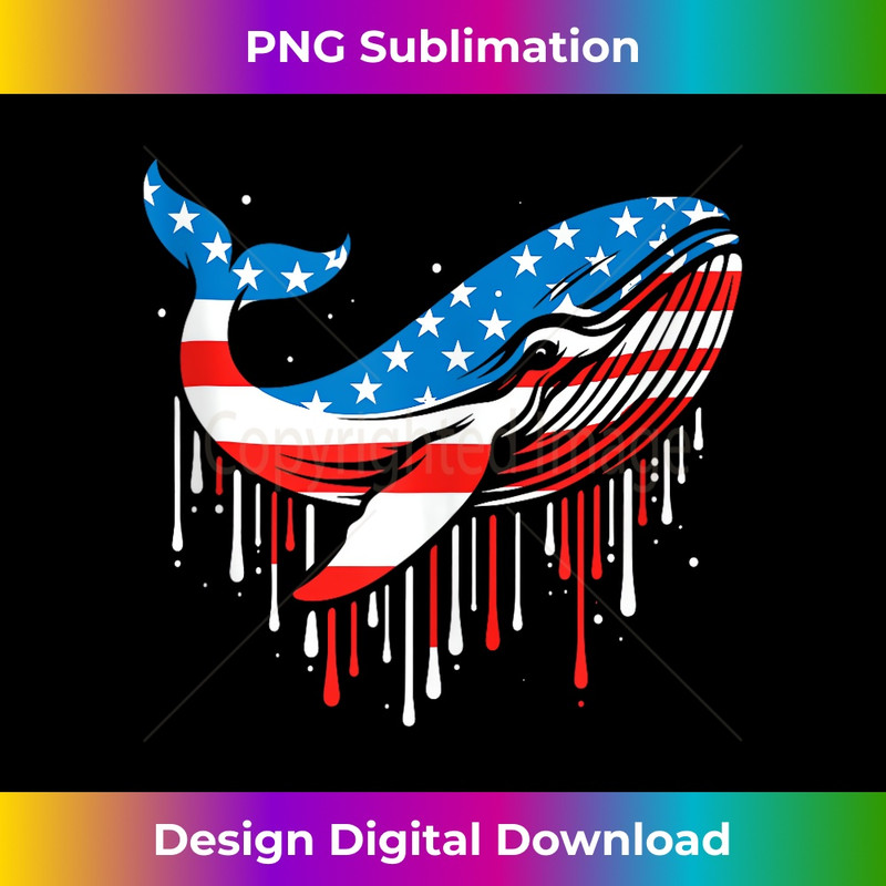 Paint Drip Whale American USA Flag 4th of July Whale 1 - Elegant Sublimation PNG Download
