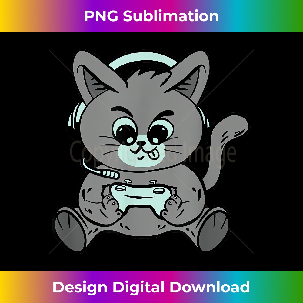 Gaming Kitten Cat Gamer Video Games - PNG Transparent Sublimation Design