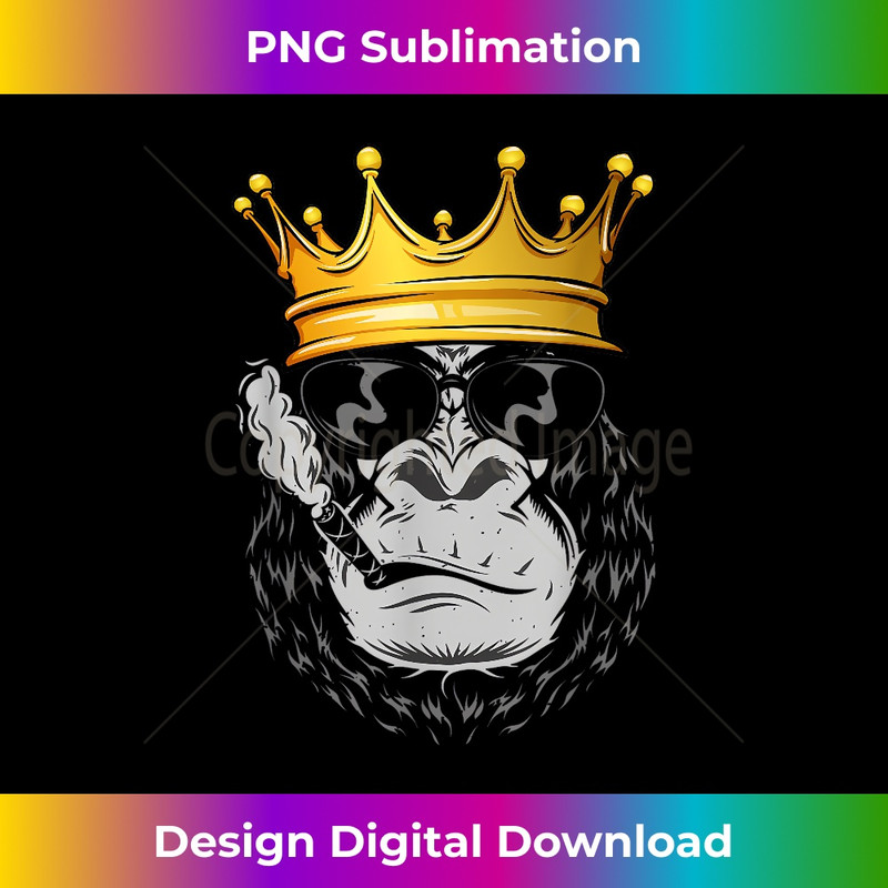 Gorilla King Crown Funny Ape Gang Smoking Cigars - Instant Sublimation Digital Download