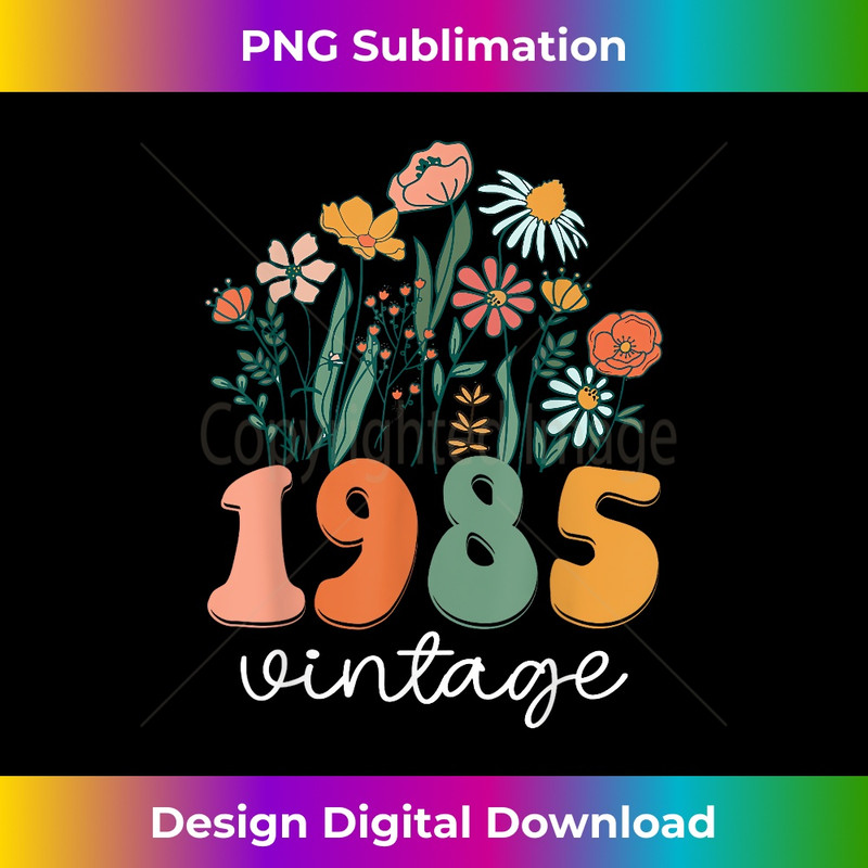38 Years Old Vintage 1985 38th Birthday Wildflower - Instant PNG Sublimation Download