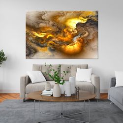 Abstract Sky canvas art Gold yellow wall decor Large Marble wall art Modern art Abstract painting Living room wall art