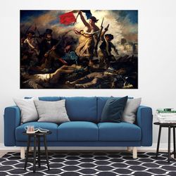 Liberty Leading the People canvas wall art Eugene Delacroix French July Revolution art Famous Reproduction print Living