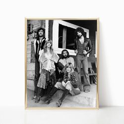 Fleetwood Mac Rock Band Print Stevie Nicks Music Poster Black and White Retro Vintage Photography Canvas Framed Printed