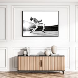 Freddie Mercury Poster Queen Rock Band Print Iconic Music Singer Black and White Vintage Celebrity Photography Canvas Fr