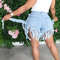 Summer High Waist Skinny Denim Shorts Tassel Zipper Fly Jeans for Street Night Club Style