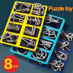 metal montessori puzzle brain teaser wire puzzles for kids & adults – educational mind game & stress reliever toy