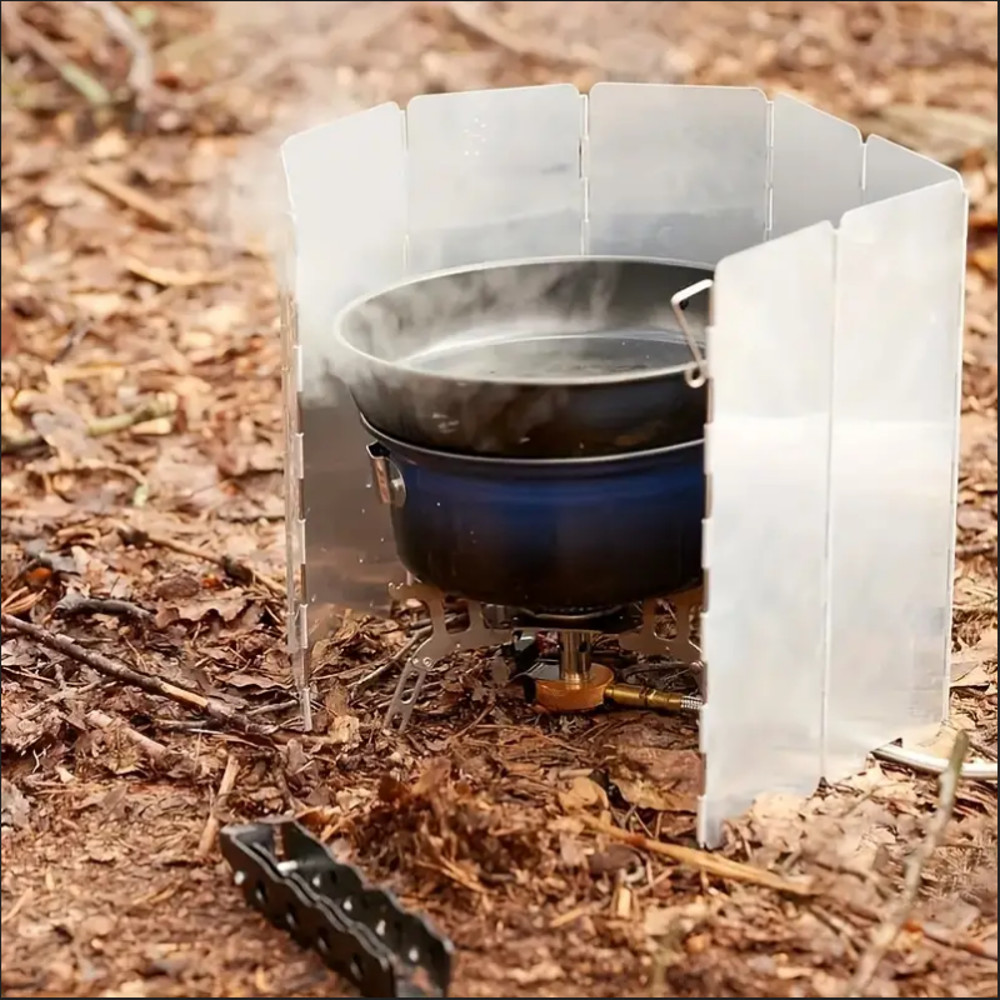 Foldable Camping Stove Windscreen Plates Aluminum Alloy Windshield Compact  Heat Resistant For Outd 3
