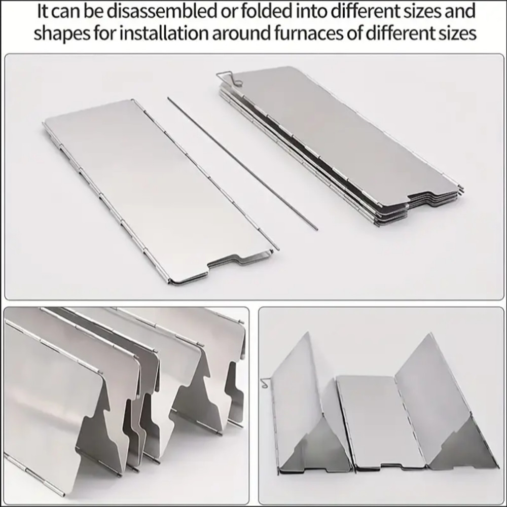 Foldable Camping Stove Windscreen Plates Aluminum Alloy Windshield Compact  Heat Resistant For Outd 4