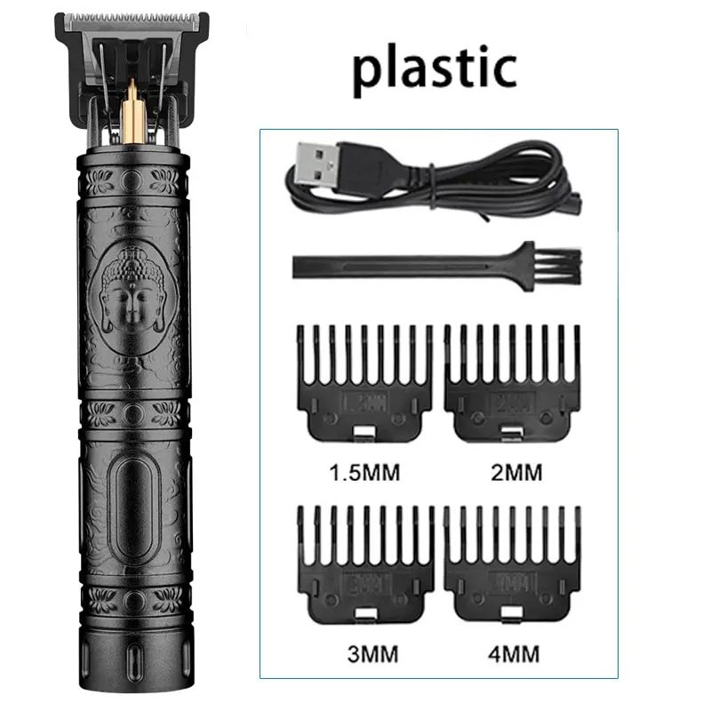 Professional T9 Hair Clipper Vintage Rechargeable Trimmer Shaver For Men Dragon Buddha Design 10