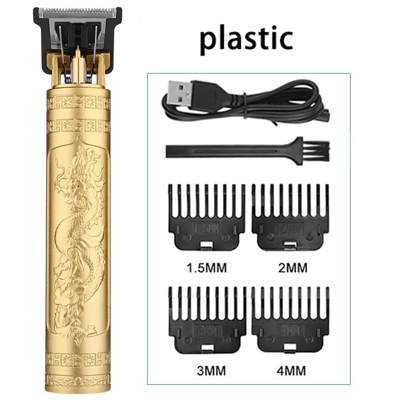 Professional T9 Hair Clipper Vintage Rechargeable Trimmer Shaver For Men Dragon Buddha Design 13