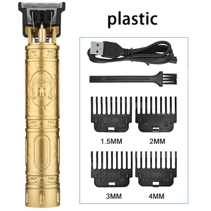 Professional T9 Hair Clipper Vintage Rechargeable Trimmer Shaver For Men Dragon Buddha Design 14