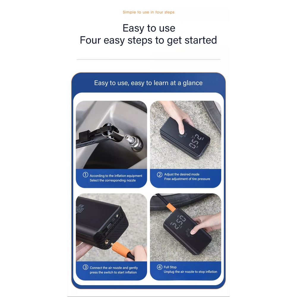 Portable Tire Inflator Fast Rechargeable Air Pump For Cars Motorcycles  Bicycles 2