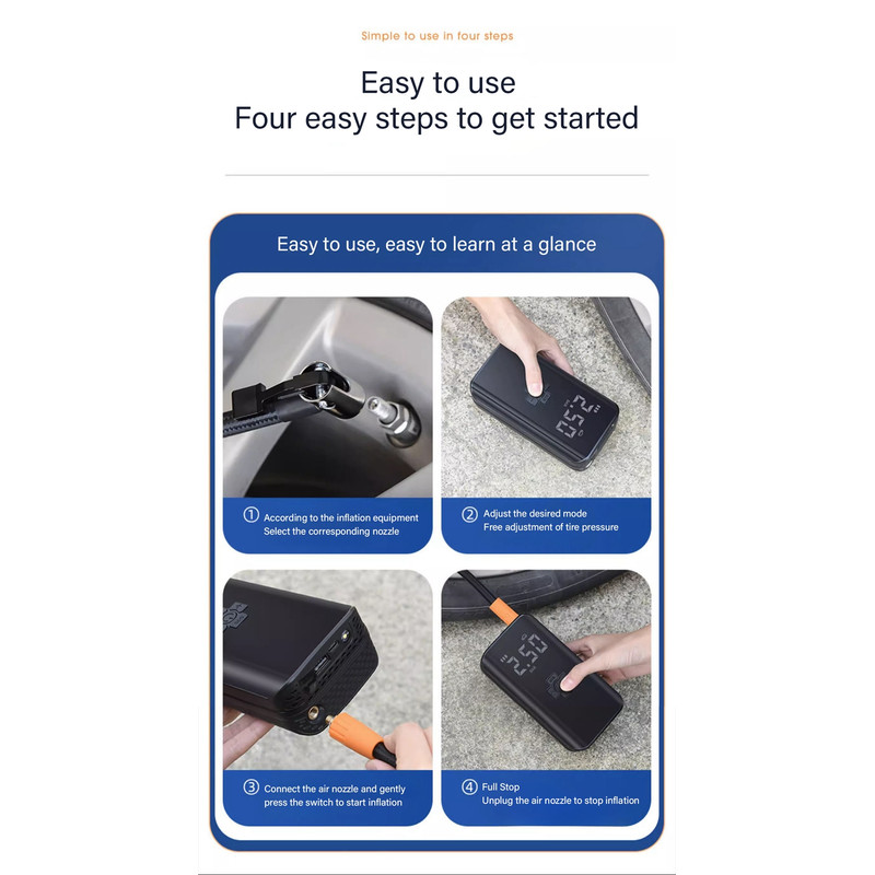 Portable Tire Inflator Fast Rechargeable Air Pump For Cars Motorcycles  Bicycles 2