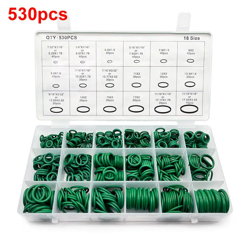 Premium 530 Piece Nitrile O Ring Seal Kit Heat Oil Resistant Sealing Rings For Car ACR134aPumps P