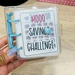 savings challenge binder, reusable money saving binder for budgeting & cash envelopes
