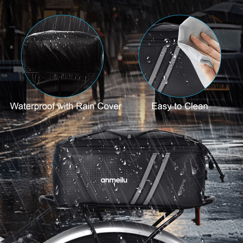 Waterproof Bike Rear Rack Bag Durable Cycling Storage Pouch Trunk Pannier For Commuters 1
