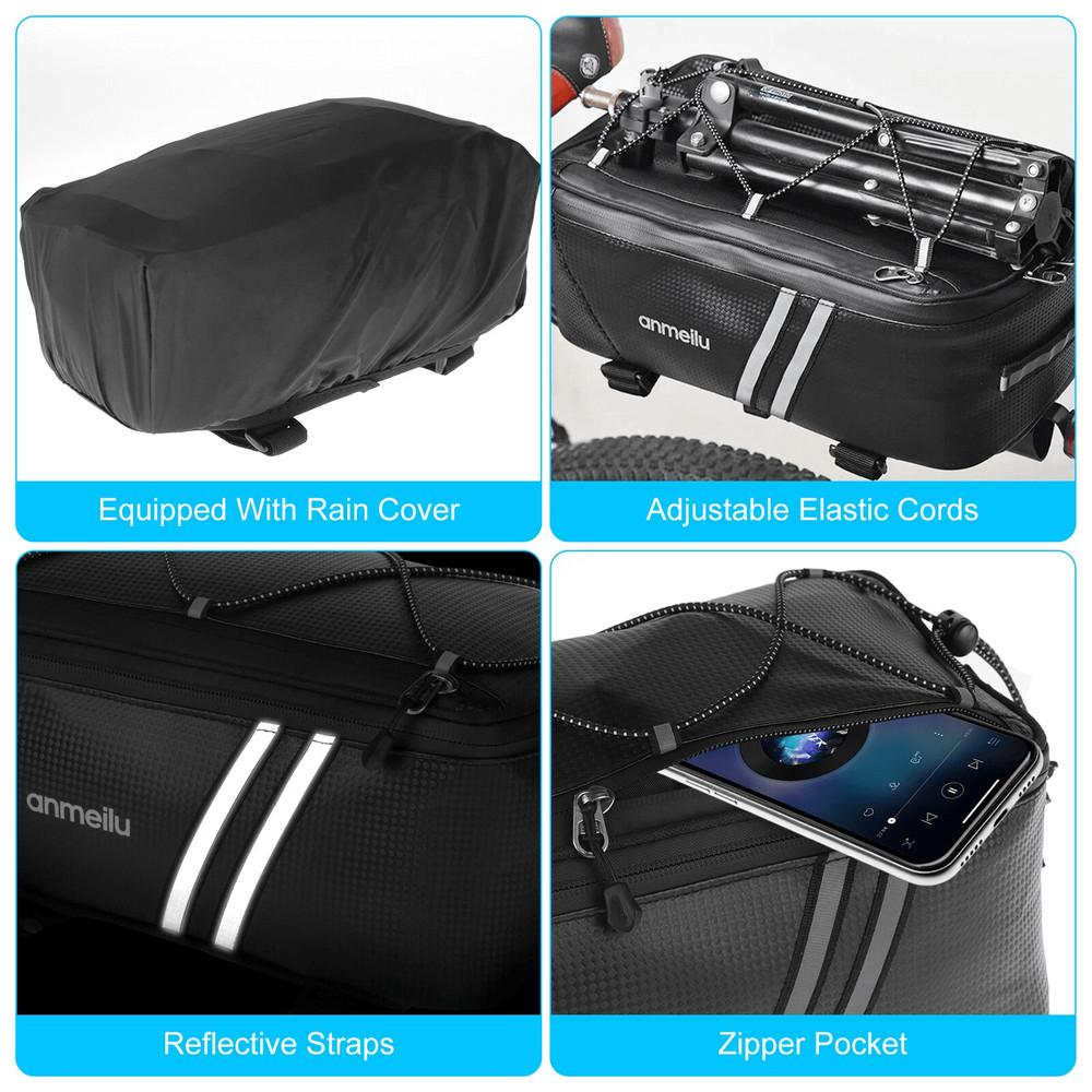 Waterproof Bike Rear Rack Bag Durable Cycling Storage Pouch Trunk Pannier For Commuters 4
