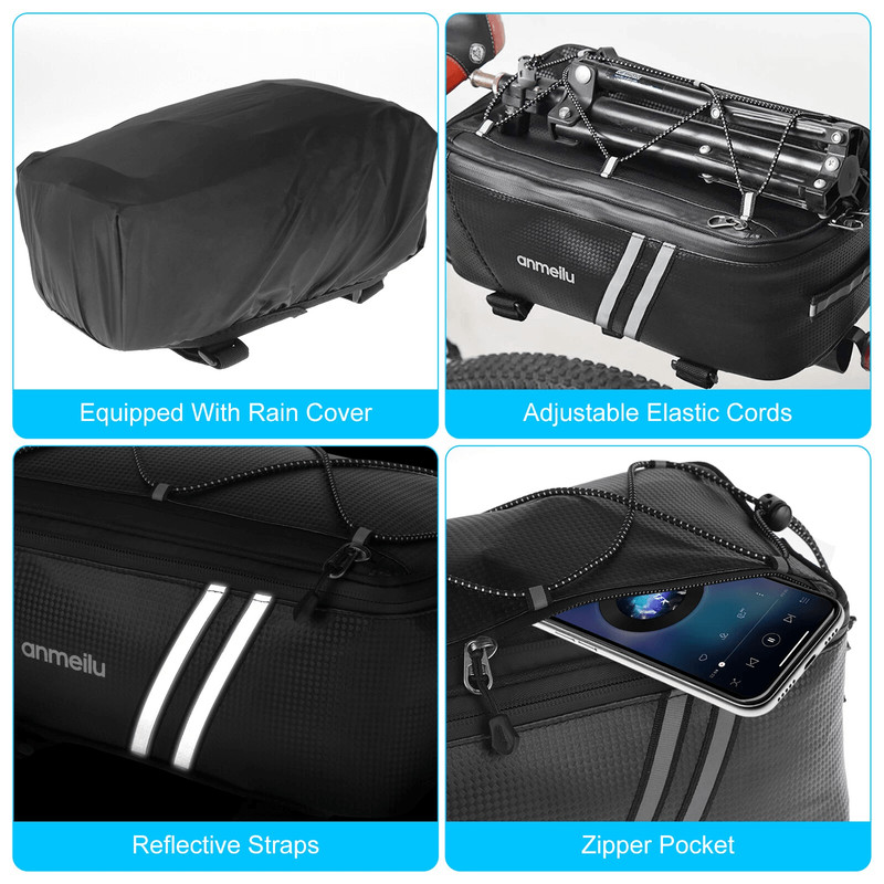 Waterproof Bike Rear Rack Bag Durable Cycling Storage Pouch Trunk Pannier For Commuters 4