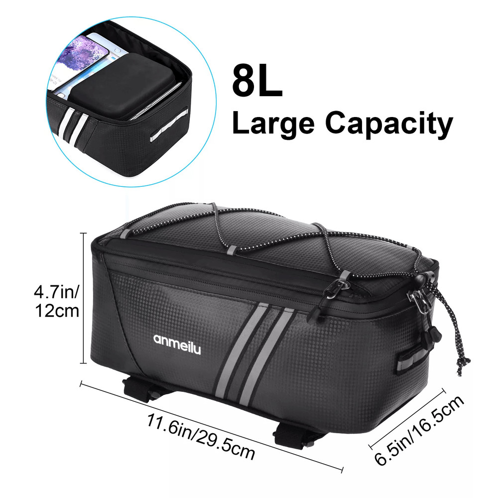 Waterproof Bike Rear Rack Bag Durable Cycling Storage Pouch Trunk Pannier For Commuters 3