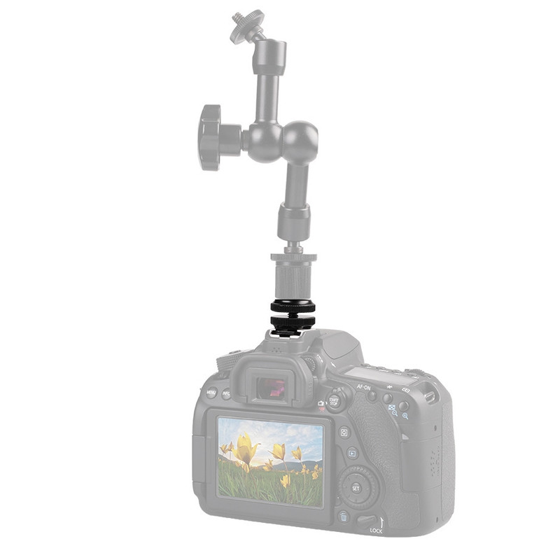 Dual Nut Cold Shoe Adapter – Double-Layer Phone Holder Bracket for Camera & Smartphone