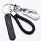 Trendy DIY Mobile Phone Number Plate Pendant Keychain Punk Leather Rope AntiLost Keychain for Men