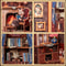 Wooden DIY Book Nook Kit Miniature Dollhouse with Lights 3D Puzzle Bookshelf Insert Decor Cats