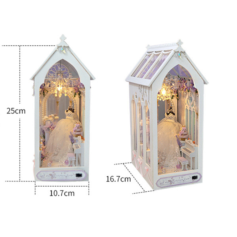 DIY Book Nook Dollhouse Kit Wooden Miniature Furniture with LED Lights  Bookshelf Insert Toy for G