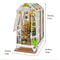 Wooden Garden House DIY Book Nook, 3D Puzzle Flower Dollhouse Bookshelf Insert with LED Lights
