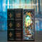 DIY Book Nook Kit Miniature Dollhouse Bookshelf Insert with LED Light Dust Cover The Gate of Wo