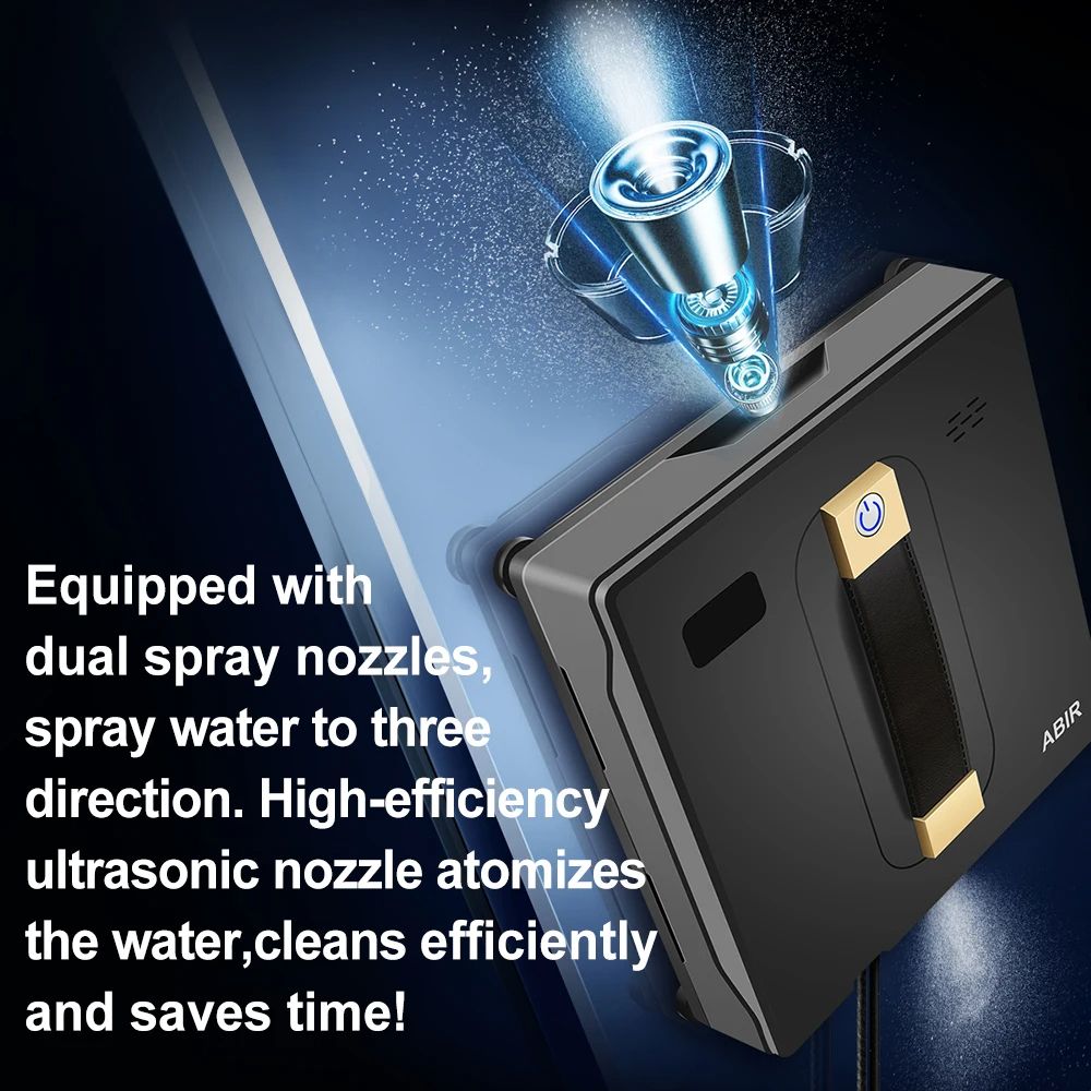 Robot Window Cleaner ABIR WD8 With Dual Water Spray High Vacuum Suction Smart Memory  Laser Sensor
