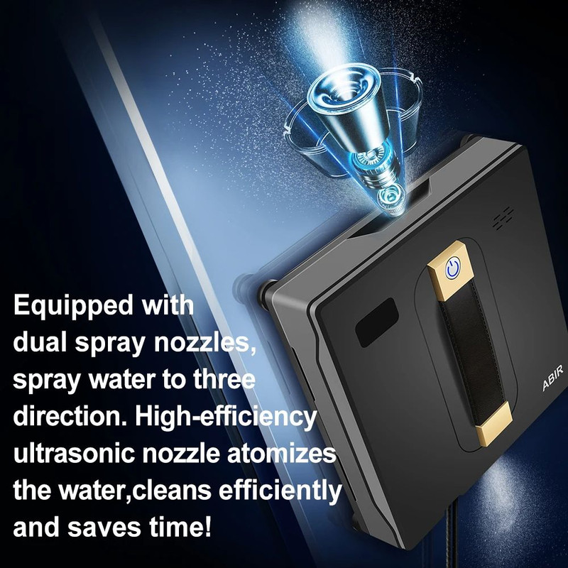 Robot Window Cleaner ABIR WD8 With Dual Water Spray High Vacuum Suction Smart Memory  Laser Sensor