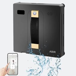 robot window cleaner abir wd8 with dual water spray, high vacuum suction, smart memory & laser sensor, glass wall clean