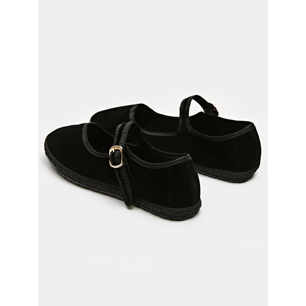 Women Velvet Mary Jane Shoes Hand Stitch Solid Red Flats Casual Streetwear Cloth Ballet Pumps Loafe 3