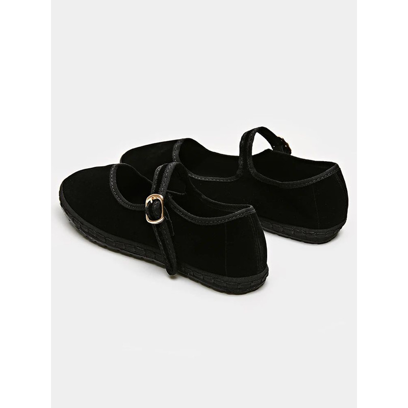 Women Velvet Mary Jane Shoes Hand Stitch Solid Red Flats Casual Streetwear Cloth Ballet Pumps Loafe 3