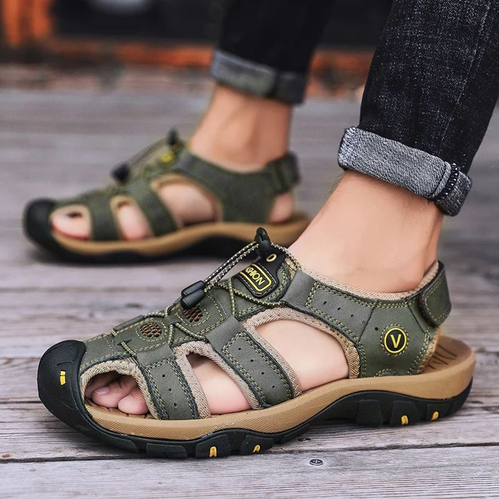 Summer Men Leather Sandals Breathable Outdoor Casual Beach Shoes Fashion Roman Style Slippers For M 0