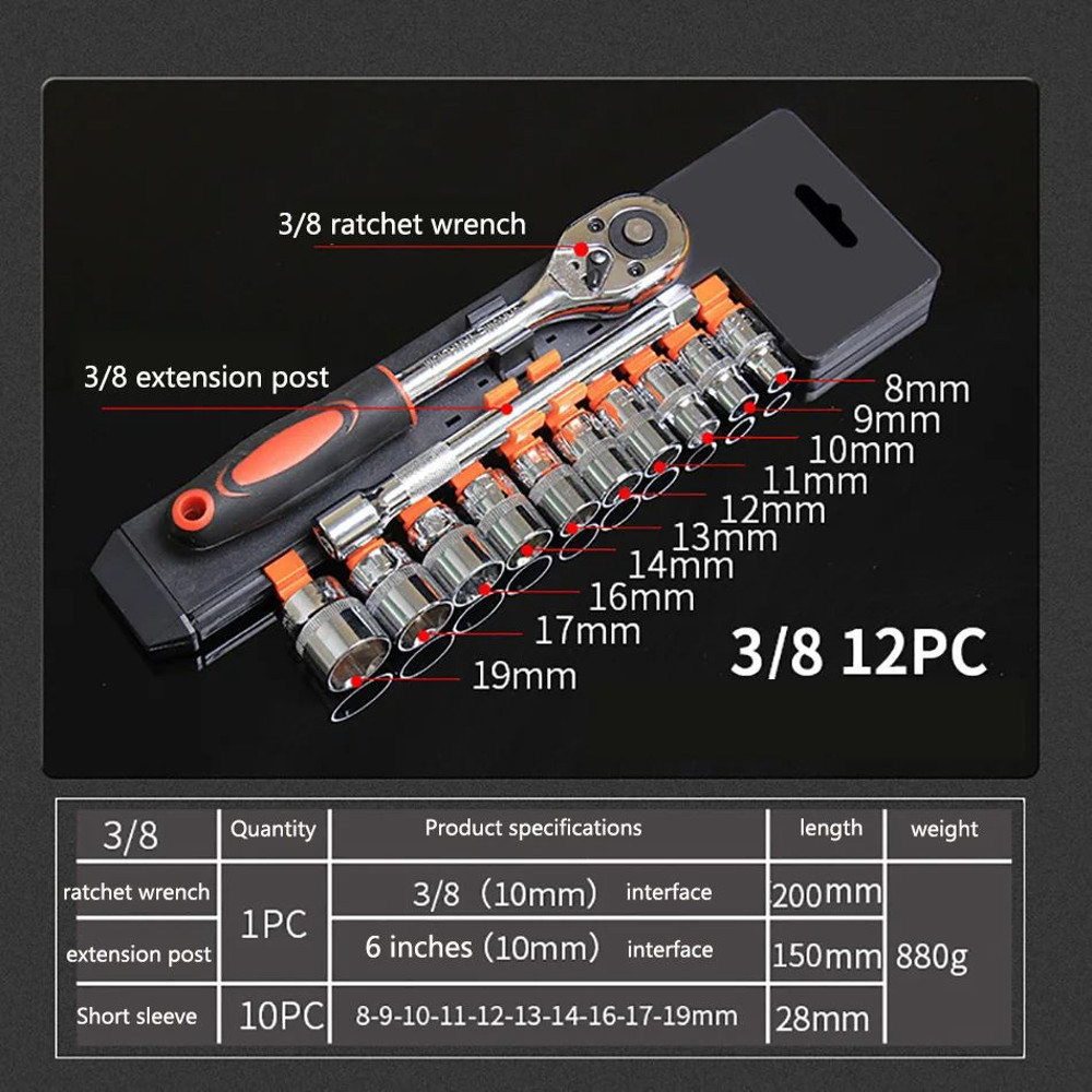Ratchet Socket Wrench Set MultiFunction Spanner Kit For Bicycle Motorcycle And Car Repairs 5