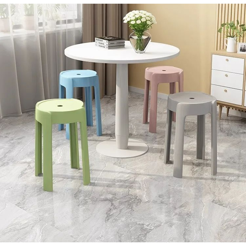 Hot Sales Home Dining Room Chairs Simple Plastic Stool Chairs Set Modern Stackable Seating For Kitc 2
