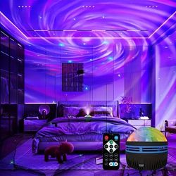 led star galaxy projector lamp, usb-powered rotating magic ball with remote control, colorful starry sky night light