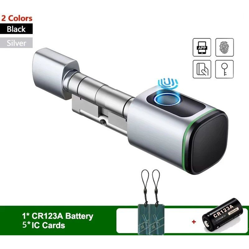 Tuya Bluetooth Smart Cylinder Lock Fingerprint IC Card Access Includes Battery Easy S1 Replacement 0