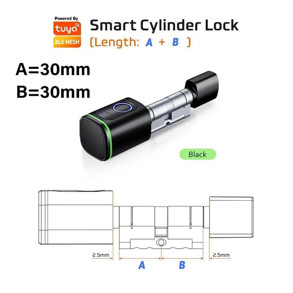 Tuya Bluetooth Smart Cylinder Lock Fingerprint IC Card Access Includes Battery Easy S1 Replacement 5