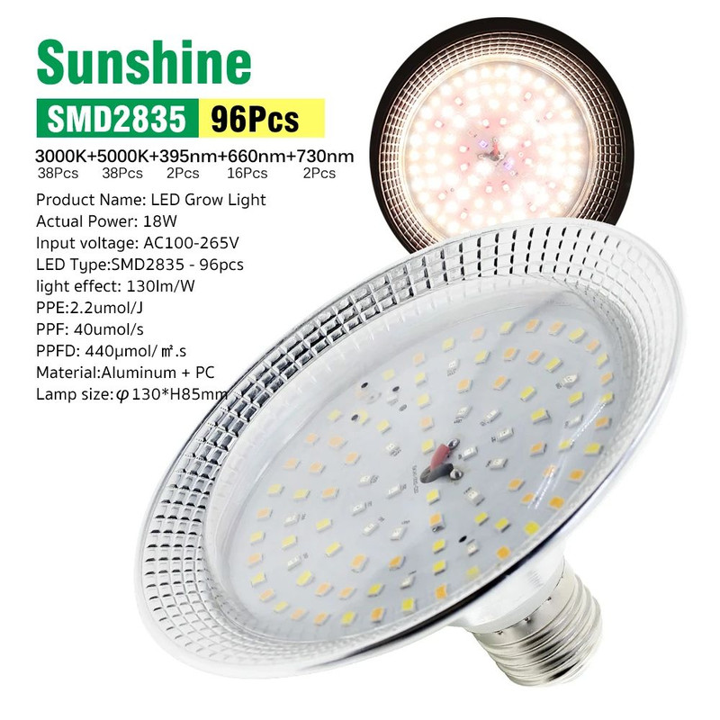 Full Spectrum LED Grow Light Bulb Sunlike Phytolamp For Plants Seedlings Flowers Greenhouse Tent Hy 8