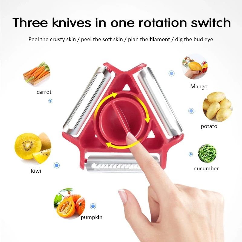 Vegetable Peeler Set Magic Trio Slicer Shredder Julienne Cutter Multi Blade Stainless Steel Zester  3