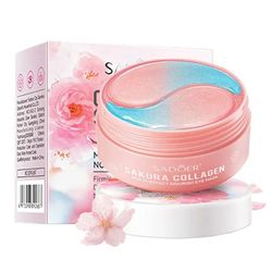 sadoer sakura collagen eye mask, anti dark circles & puffiness, moisturizing & firming eye patches for under-eye skin