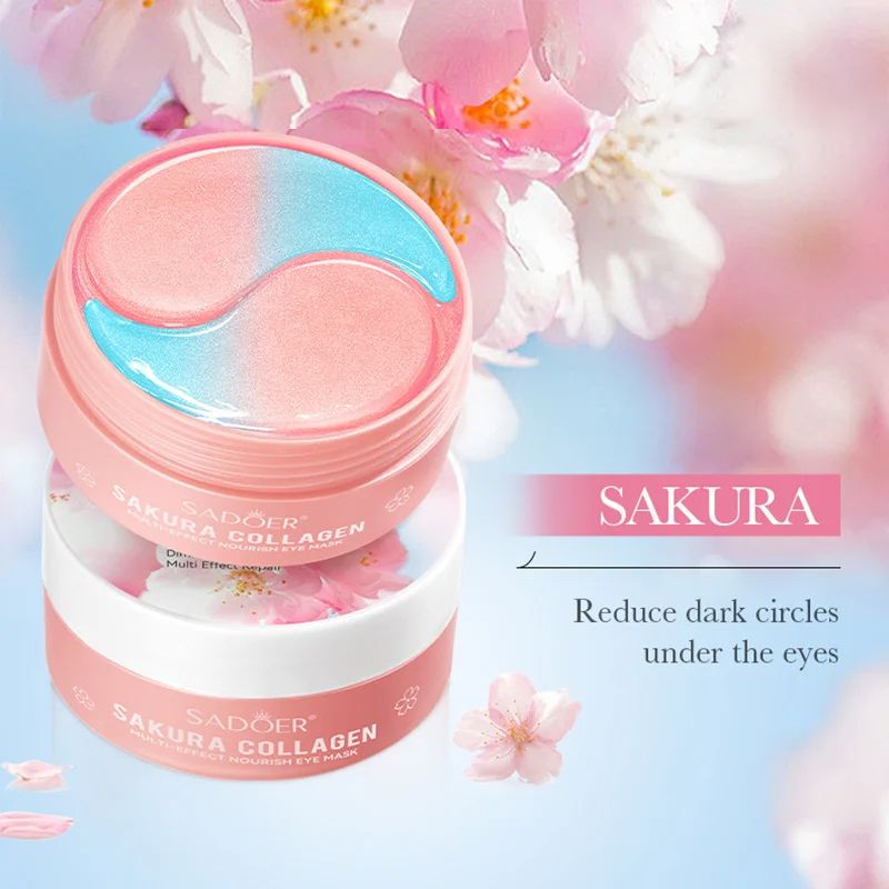 SADOER Sakura Collagen Eye Mask Anti Dark Circles Puffiness Moisturizing Firming Eye Patches For 1