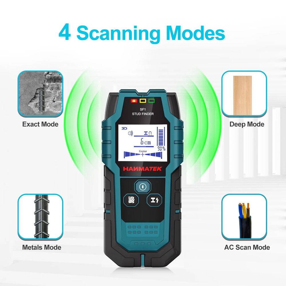 HANMATEK Stud Finder Wall Scanner For Wood Studs Metal Detection Live Cable Detection And Depth Mea 2